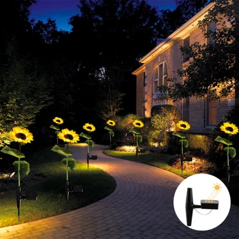 2023 Yükseltilmiş Ayçiçeği Güneş çim lambaları Zemin Açık Su Geçirmez Bahçe Dekorasyon Lambaları Disk Yolu Yard Peyzaj Aydınlatma