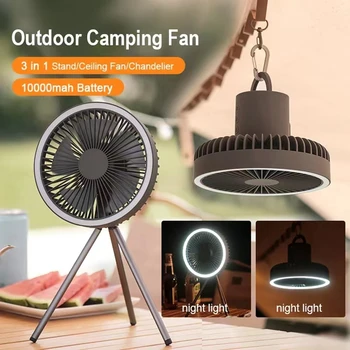 Taşınabilir Kamp led fan ışık şarj edilebilir Çok Fonksiyonlu Mini Fan USB açık Kamp tavan vantilatörü Tripod masaüstü vantilatör