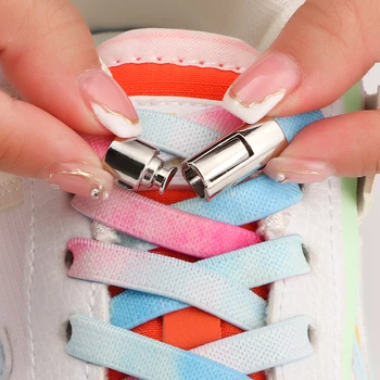 Yeni Elastik danteller Sneakers Basın Kilit Ayakabı bağları olmadan 8MM Geniş Daireler Hiçbir Kravat Ayakkabı bağcıkları Çocuklar Yetişkin Gökkuşağı Kauçuk Ayakkabı Bağı