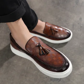2023 Erkek Deri Elbise Ayakkabı Tasarım Marka Ayakkabı Klasik Püskül Brogue Erkek Ayakkabı Resmi Ayakkabı Bullock Ayakkabı Zapatillas Hombre