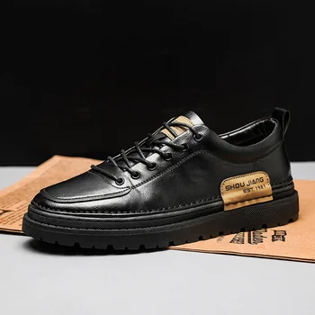 Erkek Deri Rahat Slip-On Açık Platform Tasarımcı Lüks Retro Yürüyüş moda makosen ayakkabılar Erkek Spor Ayakkabı Dört Mevsim