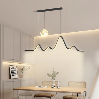 Modern Uzun Döndür LED Kolye Lamba Yemek Odası için Uzaktan Kumanda ile Mutfak Sehpa Ev Dekor Aydınlatma Armatürü
