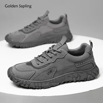 Altın Fidan erkek Açık Ayakkabı Nefes Hava Mesh Erkekler Flats Platformu Loafer'lar Taktik Ayakkabı Klasikleri Trekking İş Ayakkabısı