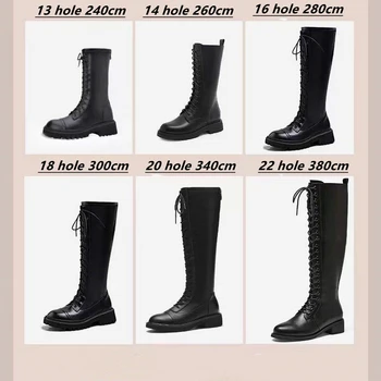 Süper Uzun Custom Made Martin Çizmeler Danteller Çizmeler Takım deri ayakkabı Siyah Uzatılmış Ekstra Uzun kadın Mumlu Yuvarlak Halat Danteller