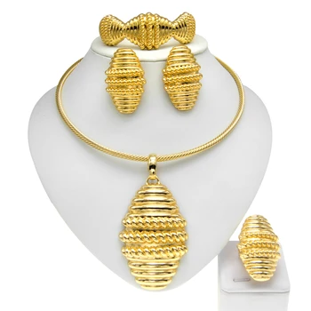 Dubai Altın Kaplama Kolye bayan mücevher seti Yumurta Şekli Kolye Moda Basit Tarzı Tatil Hediye Ücretsiz Kargo H00169