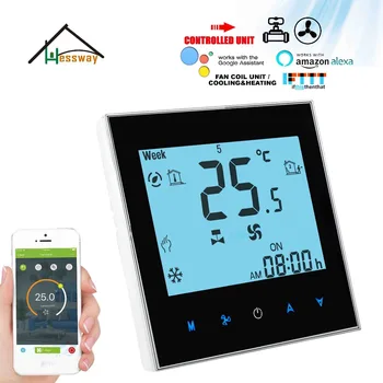 HESSWAY AB Montaj 2 Boru 4 Boru Soğutma ısıtma Dijital Programlanabilir oda termostatı Anahtarı NC/NO Vana ve 3 Hızlı Fan