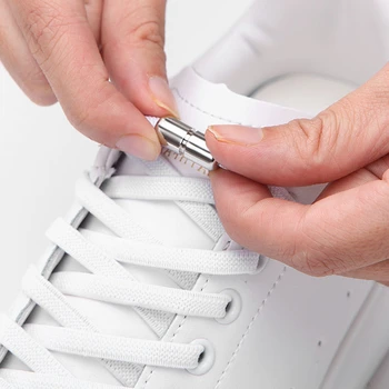 Elastik Ayakabı Düz Hiçbir Kravat Ayakkabı bağcıkları Moda Hızlı Metal Kilit Ayakkabı Bağı Çocuklar Yetişkin Sneakers Güvenlik Tembel Danteller Unisex 1 Çift