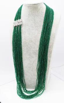 24 satır yeşil spinel 2mm yuvarlak faceted uzun kolye 34/35/36 inç toptan boncuk doğa FPPJ kadın düğün 2019 inanılmaz