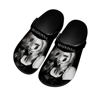 Madonna Pop Rock Şarkıcısı Disko Ev Takunya Özel su ayakkabısı Mens Womens Genç Ayakkabı Takunya Nefes Plaj Delik Terlik Siyah
