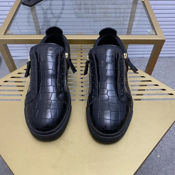 En Kaliteli GZ Erkek rahat ayakkabılar Lüks Bayan deri Sneakers Unisex Moda Eğitmenler Gençlik Tasarımcı kanvas ayakkabılar MD0028