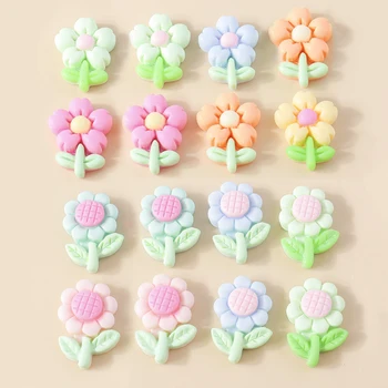 15 Adet Reçine Kawaii Renkli Bahar Çiçek Flatback Cabochon Karalama Defteri DİY bilezik Küpe Takılar Yay Dekorasyon Aksesuarları