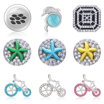 Yeni Güzellik Renkli Rhinestone Yunus Kuğu örümcek web Denizyıldızı Bicycle18MM yapış düğmeler fit DIY yapış bilezik takı toptan