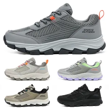 Açık Spor Ayakkabı Erkekler yürüyüş ayakkabıları Unisex Sneakers Nefes yürüyüş botları Kamp Seyahat için Örgü Kalın Taban Dağcılık Botları