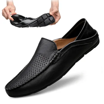 2023 İtalyan Erkek Ayakkabı Rahat Lüks Marka Yaz erkek mokasen ayakkabıları Hakiki Deri Moccasins Hafif Nefes Tekne Ayakkabı üzerinde Kayma