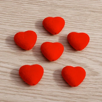 20 adet 18*16mm Kırmızı Renk Aşk Kalp Peluş Kürk Topu Boncuk Takılar Takı Yapımı için Sevimli Pom Pom Damla Küpe dıy bilezikler Zanaat