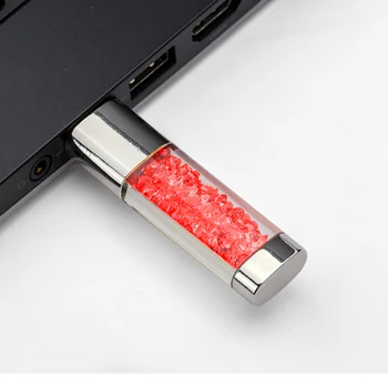 Moda Elmas Logo Özelleştirilmiş Kristal led ışık metal USB flash sürücü kalem sürücü 8GB 16GB 32GB Takı memory stick usb