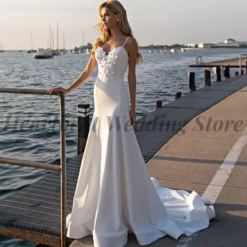 Çıkarılabilir pelerin 2023 düğün elbisesi V Yaka Mahkemesi Tren Spagetti Sapanlar Backless Pullu Boncuk Robe De Mariee Mermaid Kadınlar