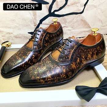 Lüks Marka erkek Oxford ayakkabı Lace up Sivri Burun Rahat Erkek Elbise Gerçek deri ayakkabı Ofis Düğün parti ayakkabıları Erkekler