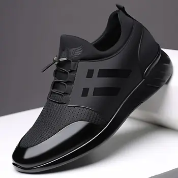 RayZing 2020 erkek Moda Ayakkabı Adam rahat ayakkabılar Nefes Erkekler hakiki deri ayakkabı Büyük boy Artan Ofis Ayakkabı