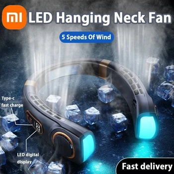 XİAOMİ 2023 Boyun Fanı USB Şarj Edilebilir Soğutma Fanı 5 Hız Ayarlanabilir Boyun Soğutucu dijital ekran Bladeless Elektrikli Fan