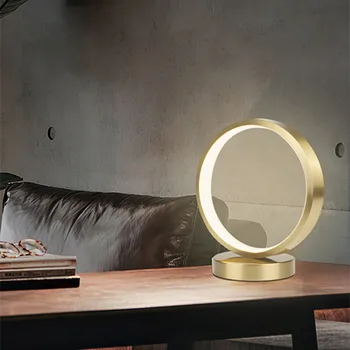 Altın yuvarlak LED masa lambası yatak odası başucu modern basit atmosferik oturma odası göz koruması okuma çalışma masası aydınlatma
