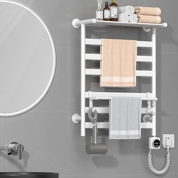 Akıllı Elektrikli Havlu Askısı Ev Tuvalet Kurutma Rafı ısıtmalı Banyo Delikli Ücretsiz Karbon Fiber