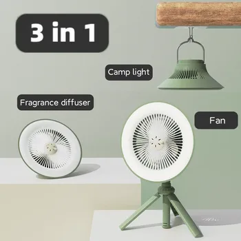 3 in 1 Kamp Fan ve Gece lambası Şarj Edilebilir Masaüstü Taşınabilir Sirkülatör Kablosuz Tavan Elektrikli Fan LED Aydınlatma