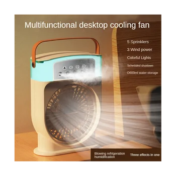 Taşınabilir Klima Fanı 5 Delikli Sprey Hava Soğutma Mini Kişisel Fan Elektrikli Fan Nemlendirici Masa Fanı-C