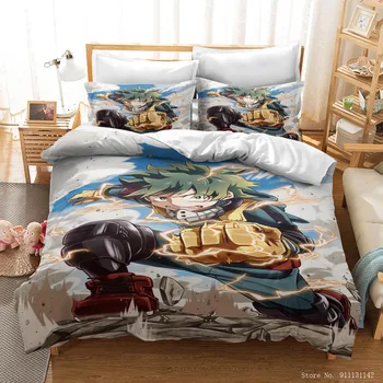 Moda Anime Benim Kahraman Akademi Baskı tarz yatak takımı Seti 3D Yatak Odası Aşağı Nevresim Yastık Kılıfı ABD / AB / AU Çok Boyutlu