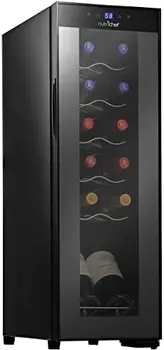 Beyaz ve Kırmızı Soğutucu-Bağlantısız Tezgah Kompakt Mini Şarap Buzdolabı Soğutucu 12 Şişe Kapasitesi, Dijital Kontrol, cam kapi,