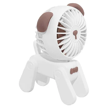 Mini Masaüstü Dekorasyon Hayranları Sevimli Pet Köpek Şarj Edilebilir USB Küçük Elektrikli Fan Beyaz