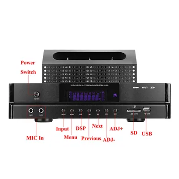 Ücretsiz Kargo DJ-200 HIFI BT 4.0 2.1 Tüp güç amplifikatörü Ses 200W USB SD Amplifikatör Mikrofon Subwoofer AMP Ev Tüp