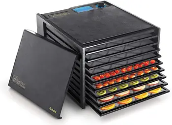 2900ECB Gıda Kurutucu Makine Ayarlanabilir Termostat, Doğru Sıcaklık Kontrolü ve Hızlı Kuruyan, 400 W, 9 Tepsiler, Siyah