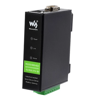 Waveshare Endüstriyel İzole RS232/485 / 422 RJ45 Ethernet Modülü TCP / İP Seri Modülü Ray Tipi Seri Sunucu [POE İle]