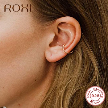 ROXI Minimalist 925 Ayar Gümüş Kulak Manşet Olmayan Deldi Küpe Kadınlar için Basit Takı Kore Küpe Wrap Earcuff Brincos