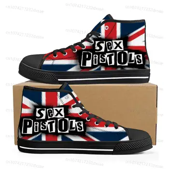 Seks Tabancaları Punk Rock Grubu Yüksek Top yüksek kaliteli ayakkabılar Erkekler Kadınlar Genç Kanvas Sneaker Rahat Çift Ayakkabı özel ayakkabılar