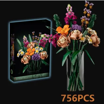 Romantik çiçek buketi Gül Orkide Yapı Taşı Tuğla DIY Romantik Saksı Bitki Erkek Kız Çift doğum günü hediyesi