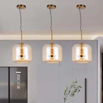 Iskandinav Konyak Rengi yaratıcı Kolye ışıkları Modern Lüks Bakır Armatürler Restoran Mutfak yatak odası dekoru Led avizeler