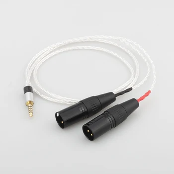 Yüksek Kalite 8 Çekirdek OCC Gümüş Kaplama 4.4 mm Dengeli Erkek Çift 2x 3pin XLR Dengeli Kulaklık Kablosu Ses Adaptör Kablosu