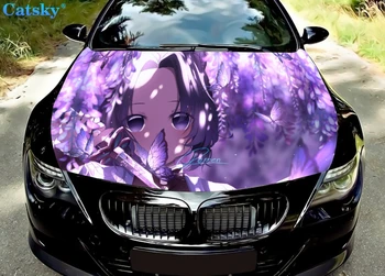Japon Temalı Anime Kochou Shinobu Üniforma Araba Hood Wrap vinil yapışkan Tam Renkli Araba Aksesuarları Grafik Yan Kaput Çıkartması