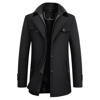 Yeni Erkekler Kış Yün sıcak Coat Moda Marka Rahat Kalın Karışımları tr Bezelye üst Erkek Trençkot Palto