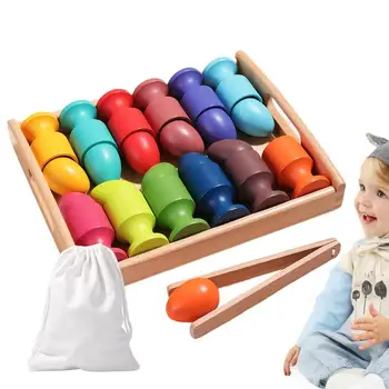 Yumurta Fincan Montessori Renk Sıralama Oyuncaklar Ahşap Oyun Geliştirmek için Erken Öğrenme Eller Yeteneği Ebeveyn-Çocuk Etkileşimi