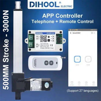 DHLA3000L 500MM İnme Lineer Aktüatör 20 inç 500lb dc12v 24v Lineer Aktüatör Seti Wifi Denetleyicisi ile Telefon APP Kontrolü