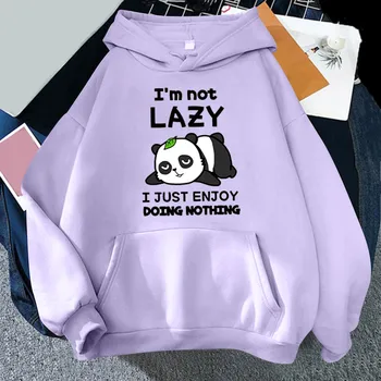 Sevimli Panda Baskı Bayan Hoodies Katı Renk Uzun Kollu Hoody Kazak Tops Kore Giysi Overszie Karikatürler Cep Tişörtü