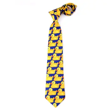 Erkekler kadınlar komik sarı ördek baskılı kravat taklit ipek Cosplay parti iş
