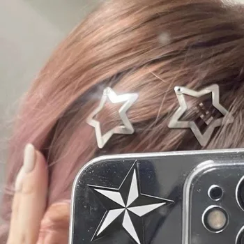 10/100 adet Gümüş Yıldız BB Saç Klipleri Kadın Kız Sevimli Metal Yıldız Saç Klipleri Yan Tokalarım Saç Kavrama Y2K saç aksesuarları Şapkalar