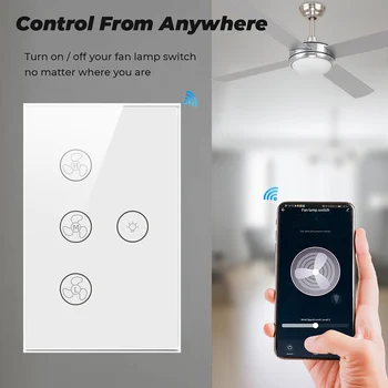 Akıllı Wifi Fan ışık anahtarı, ABD / AU tavan vantilatörü Lamba Anahtarı Tuya Uzaktan Çeşitli Hız Kontrolü Alexa ile Çalışmak, Google Ev