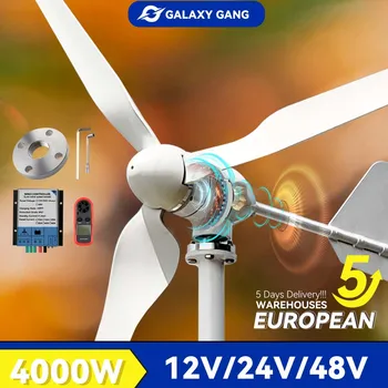 Galaxy Gang Rüzgar rüzgar türbini jeneratör 48v 12v 24v Ev Kullanımı 3KW 3 Bıçakları 3000W Fırıldak Mppt şarj regülatörü Model GGM3