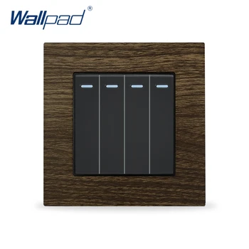 4 Gang Sıfırlama Anahtarı Anlık İletişim Wallpad Duvar ışık anahtarı Ahşap Metal ışık anahtarı s Interrupteur Düğmesi Sıfırlama anahtarı