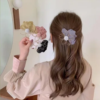 1 Adet İşi Ördek Fatura Kelepçe Çiçek saç tokası Tatlı Klipler saç aksesuarları Kore Tarzı Bayanlar Moda